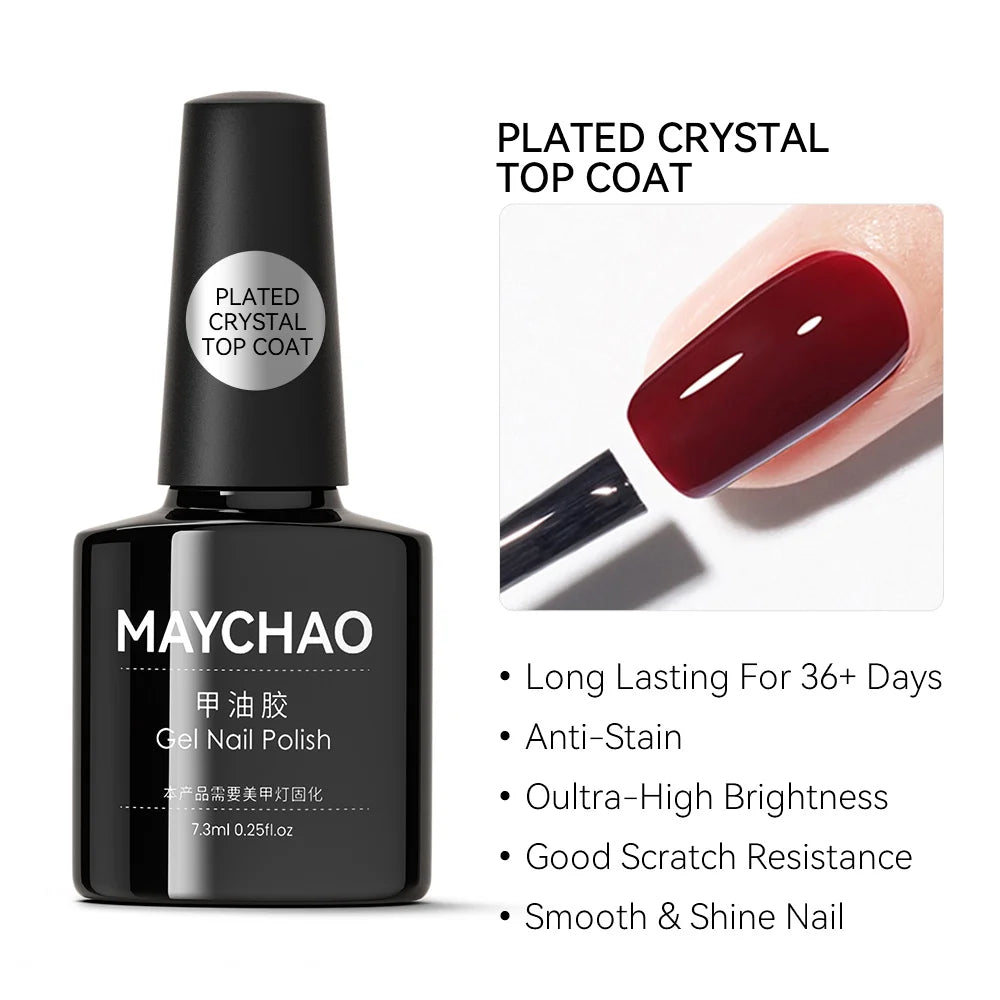 MAYCHAO Transparent Nude Jelly Gel Nail Polish Semi Permanent 7.3ml Top Coat Soak Off UV LED Varnish Nail Art Design Base Gel