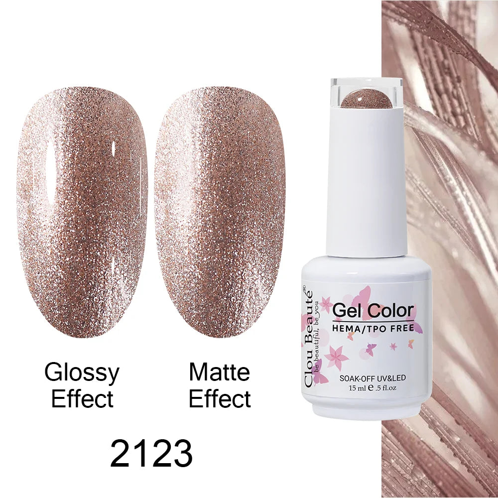 Clou Beaute 15ml HEMA TPO FREE Color Gel Nail Polish Nude Pink Red Green Collection Nail Gel Polish Glitter Soak Off UV LED Gel