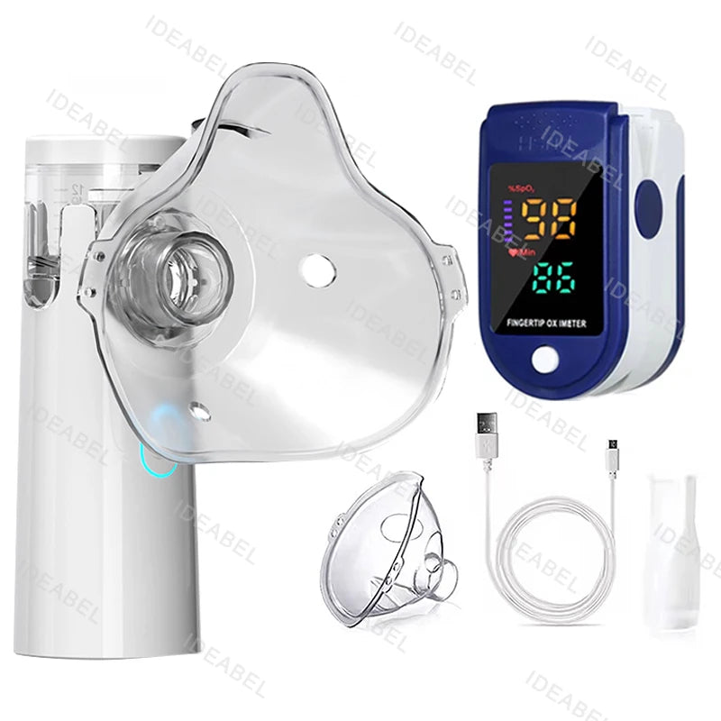 Atomizer Health Care Products Fingertip Pulse Blood Oxygen Portable Nebulizer Mesh Nebulizer Handheld Medical Asthma Inhaler