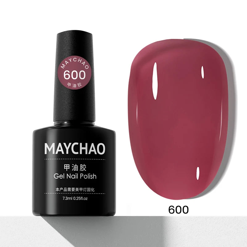MAYCHAO Transparent Nude Jelly Gel Nail Polish Semi Permanent 7.3ml Top Coat Soak Off UV LED Varnish Nail Art Design Base Gel