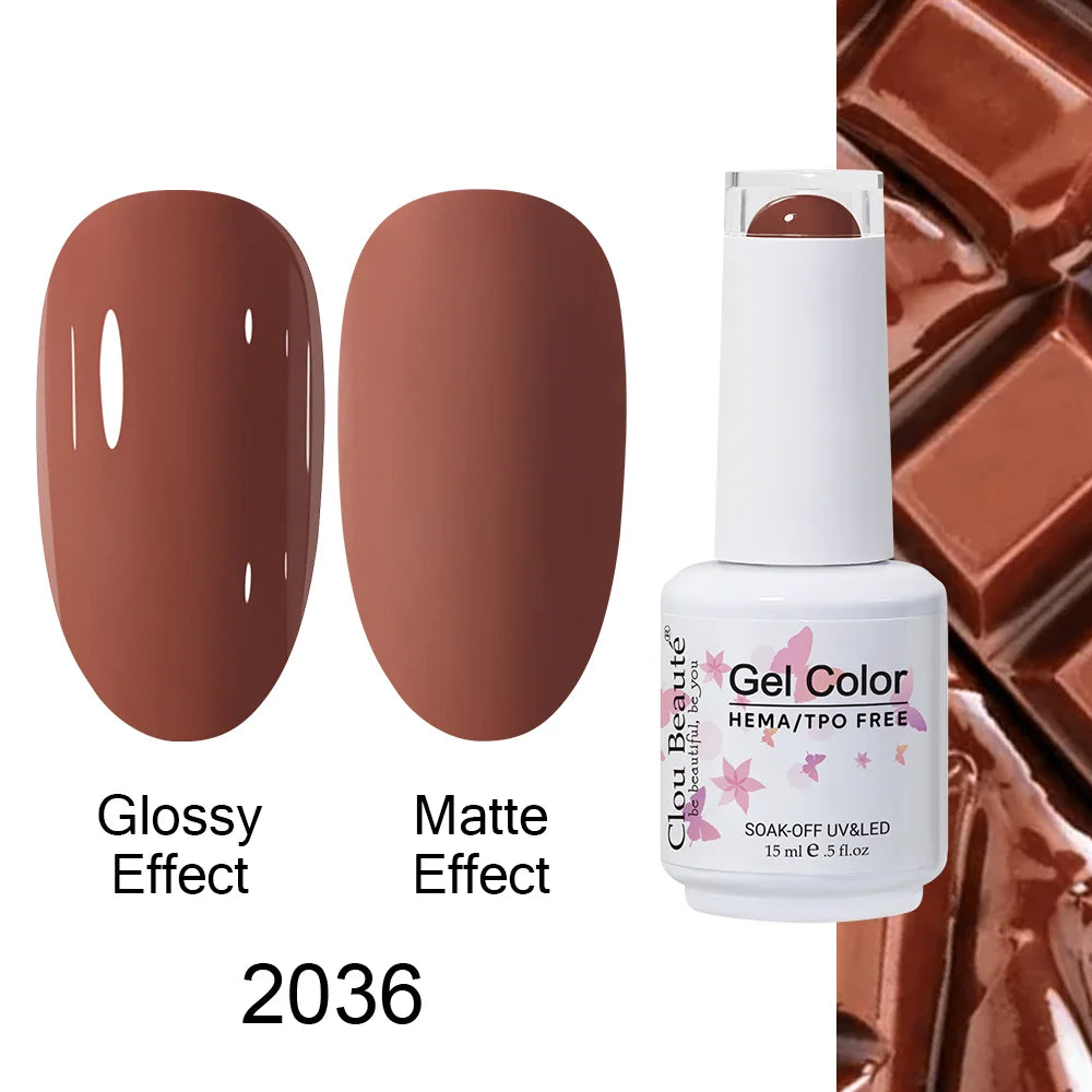 Clou Beaute 15ml HEMA TPO FREE Color Gel Nail Polish Nude Pink Red Green Collection Nail Gel Polish Glitter Soak Off UV LED Gel