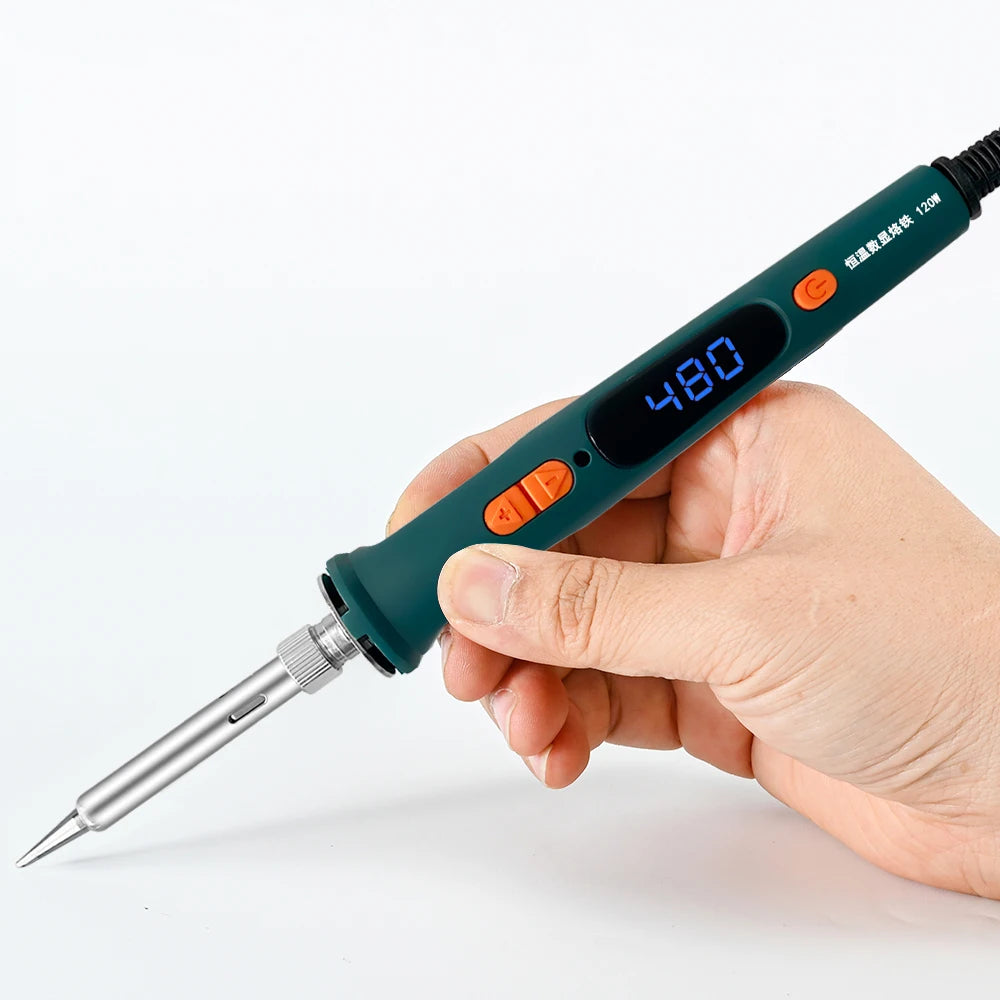 100W/120W Digital Soldering Iron Kit Repair Soldering Tool Set Electric Soldering Iron Dual Calibration Temperature 200-600C