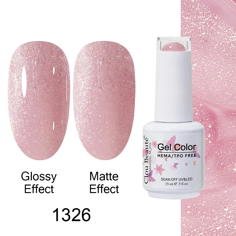 Clou Beaute 15ml HEMA TPO FREE Color Gel Nail Polish Nude Pink Red Green Collection Nail Gel Polish Glitter Soak Off UV LED Gel