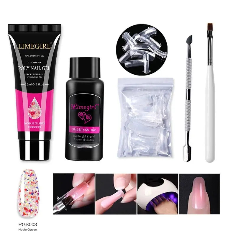 LIMEGIRL 15ml Nail Extension Gel Set Quick Extend Mold Nail Kit Gel Set For Manicure Tools Vernis Semi Permanent Set