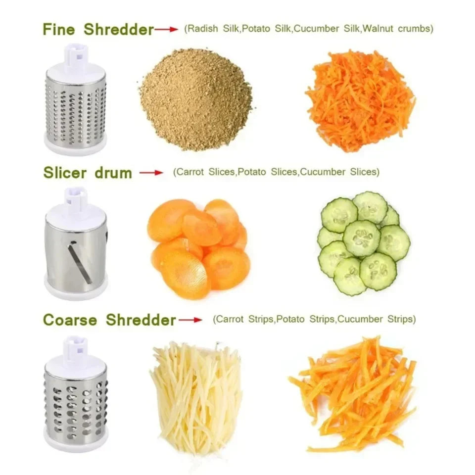 Hot selling 3-in-1 manual vegetable cutting machine with 3 sharp rollers, cheese, potatoes, garlic, kitchen cooking accessories