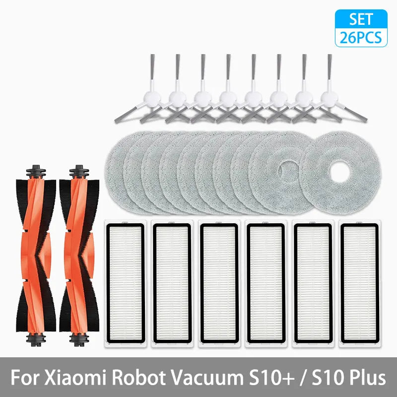 For Xiaomi Robot Vacuum S10+ / S10 Plus Accessories Main Brush Side Brush Hepa Filter Mop Rag Cloth Replacement Spare Parts