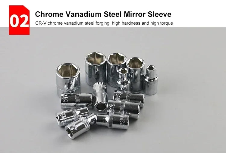 Motorcycle Toolbox Set Fast Ratchet Wrench 150/46pcs Socket Group Bit Industrial-grade Toolbox Auto Repair Tools Car Maintenance