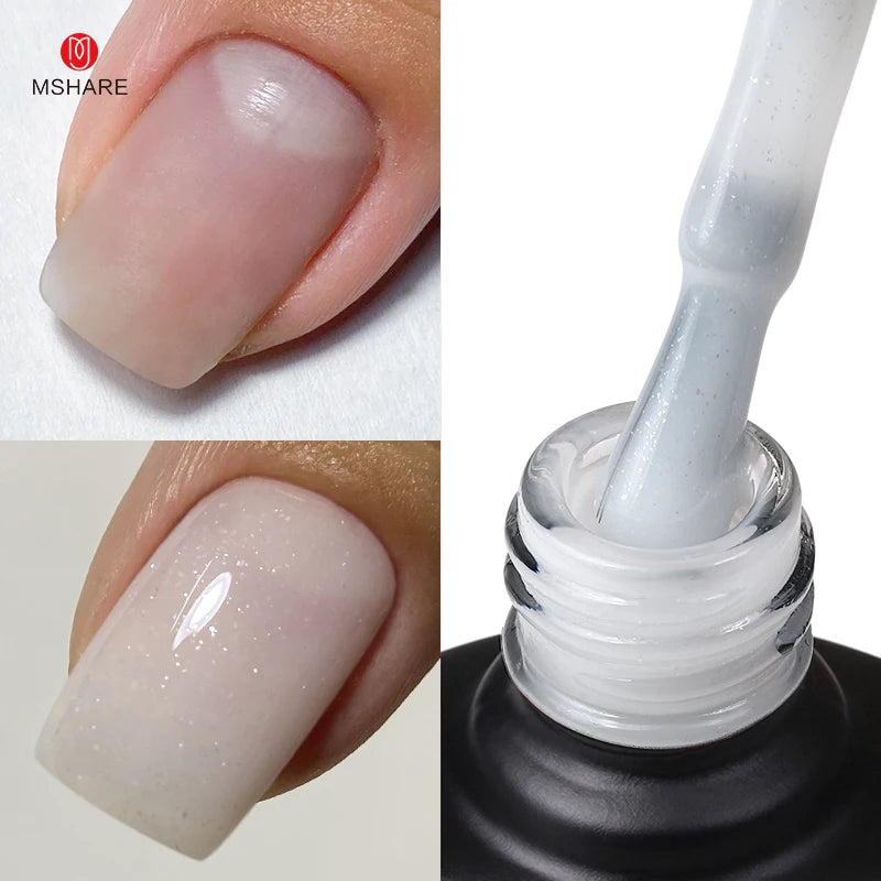 MSHARE Milk Milky White Base Gel Polish Camouflage Color Rubber Base Nail base coat 10ml