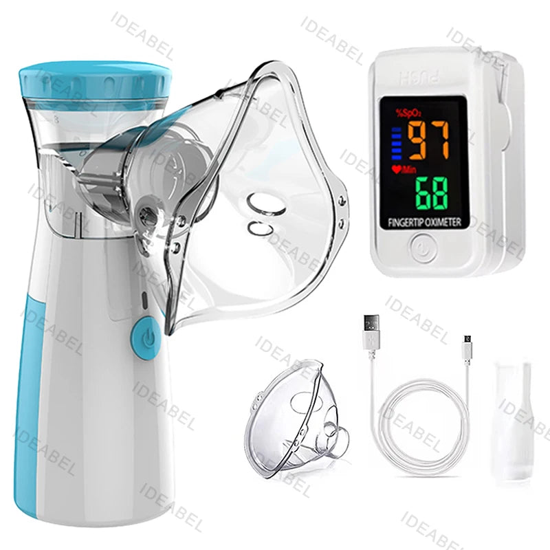 Atomizer Health Care Products Fingertip Pulse Blood Oxygen Portable Nebulizer Mesh Nebulizer Handheld Medical Asthma Inhaler