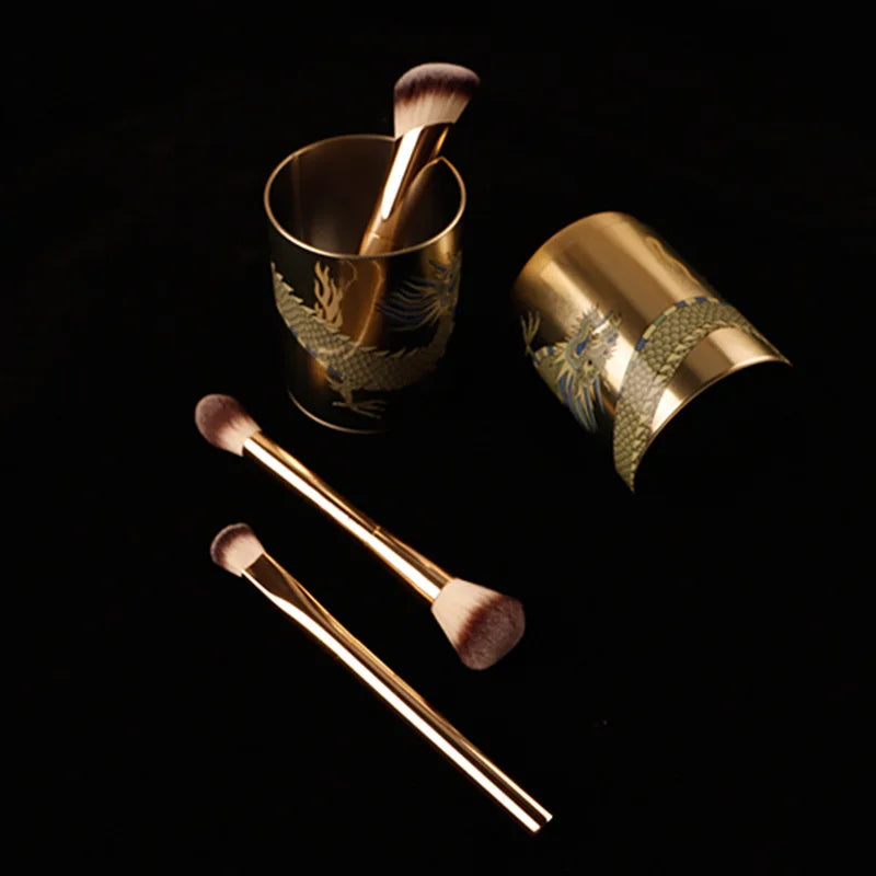 3pcs/set Hourglass Makeup brushes Powder Foundation Blush Concealer Make up brush with Dragon cosmetic bucket Storage box