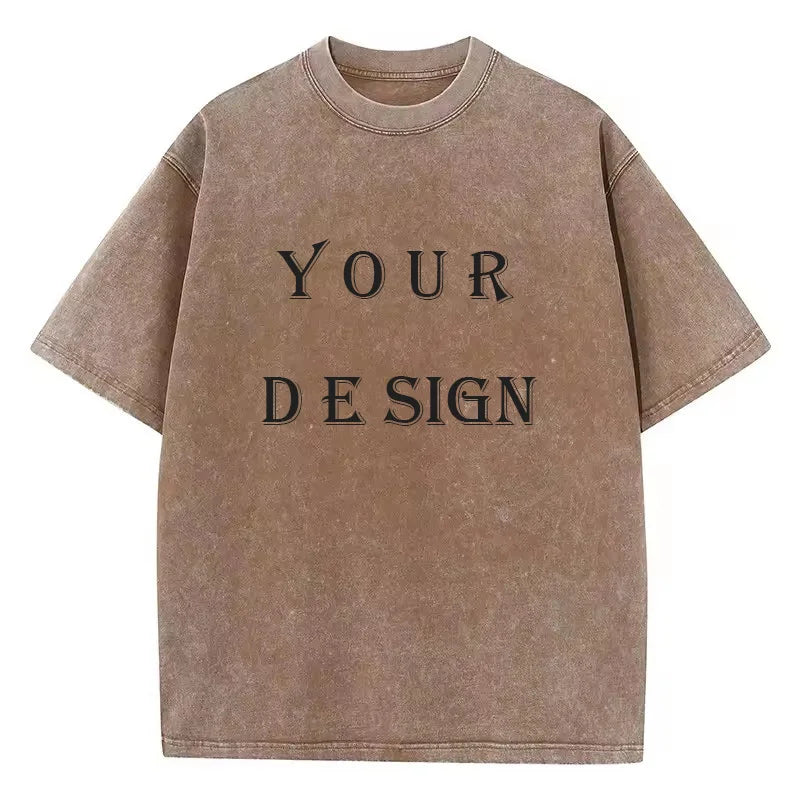 Unisex Cotton Washed Tshirt Customized Printed T Shirt Harajuku Top DIY Your Like Photo or Logo T-shirt Fashion Custom Top