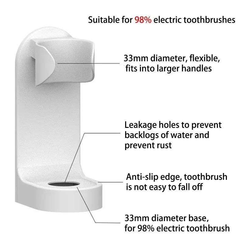 Wall-mounted electric toothbrush holder, plastic tooth hook, razor holder, storage space shelf, bathroom home accessories