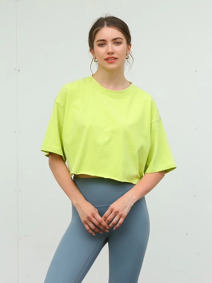 Y2K Outdoor Dance Sports Short sleeved Yoga Dress Women's Leisure Versatile Fitness Top Loose Sports T-shirt