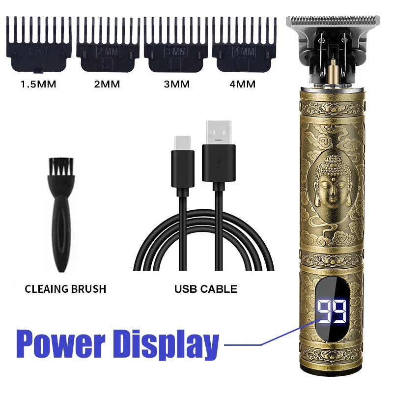 T9 Vintage USB Hair Clipper Professional Trimmer Cordless Haircut Machine Shaver Rechargeable Hair Trimmer Adjustable Barber
