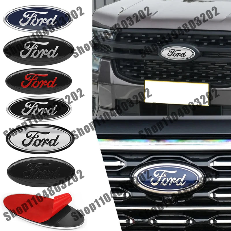 For Ford Focus Fiesta Ranger Mondeo Mustang Car Badge Front Grille Rear Trunk Hood Lid Logo Decor Cover Emblem Auto Accessories