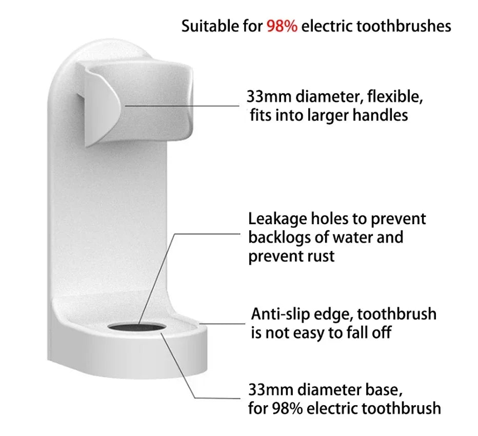 Wall-mounted electric toothbrush holder, plastic tooth hook, razor holder, storage space shelf, bathroom home accessories