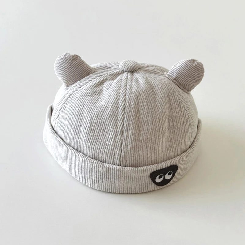Autumn Corduroy Baby Landlord Hat Cartoon Ear Toddler Melon Cap 1-4year Kids Solid Color Bonnet Children Brimless Docker Caps 모자