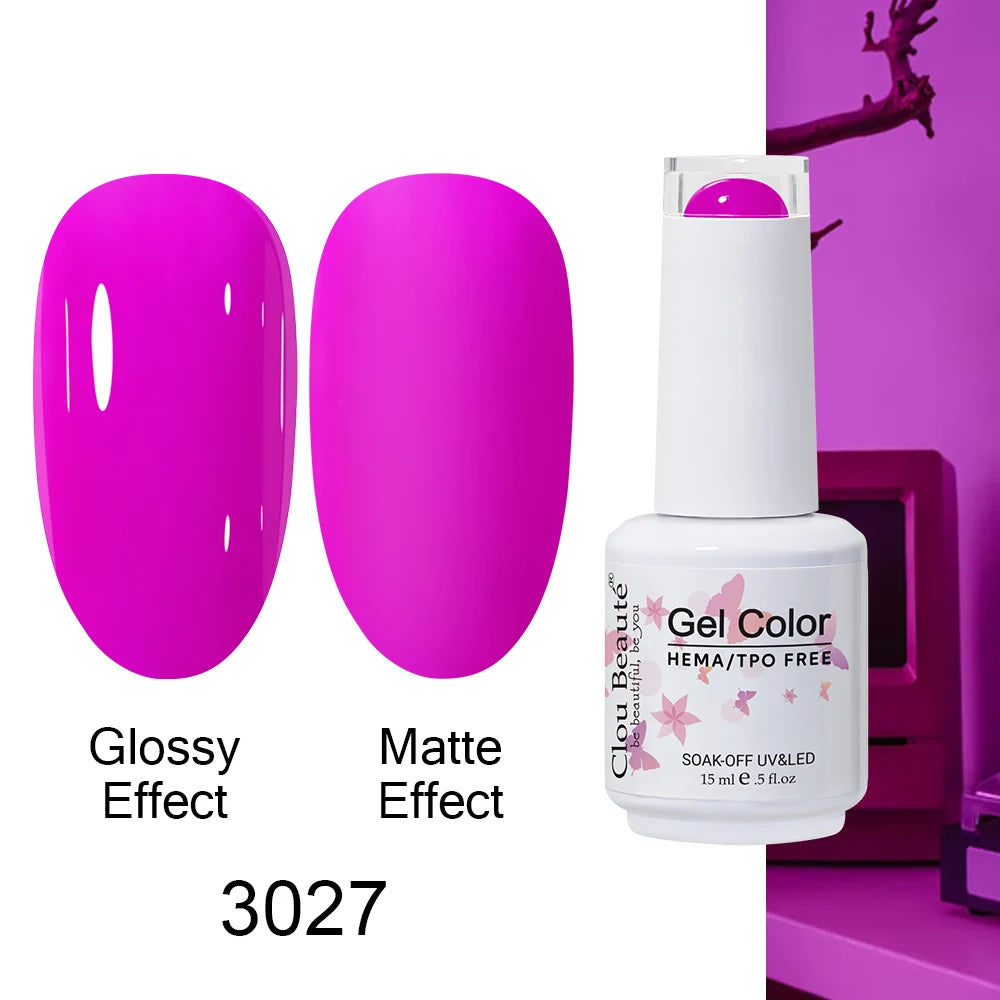 Clou Beaute 15ml HEMA TPO FREE Color Gel Nail Polish Nude Pink Red Green Collection Nail Gel Polish Glitter Soak Off UV LED Gel