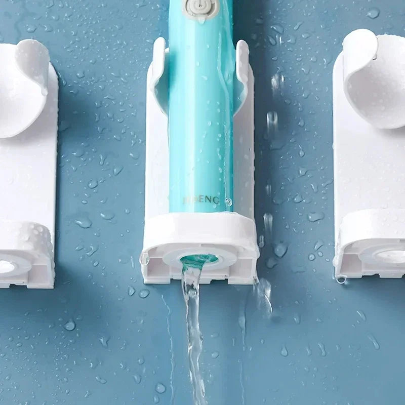 Wall-mounted electric toothbrush holder, plastic tooth hook, razor holder, storage space shelf, bathroom home accessories