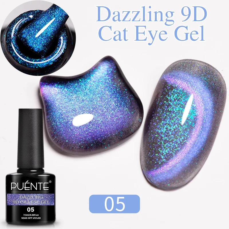 PUENTE 7.5ML Wine Red Cat Magnetic Gel Nail Polish Super Shiny Ruby Red Cat Eye Gel Soak Off UV Semi-Permanent Nail Art Varnish