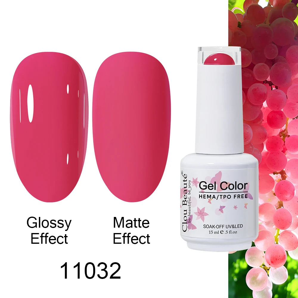 Clou Beaute 15ml HEMA TPO FREE Color Gel Nail Polish Nude Pink Red Green Collection Nail Gel Polish Glitter Soak Off UV LED Gel