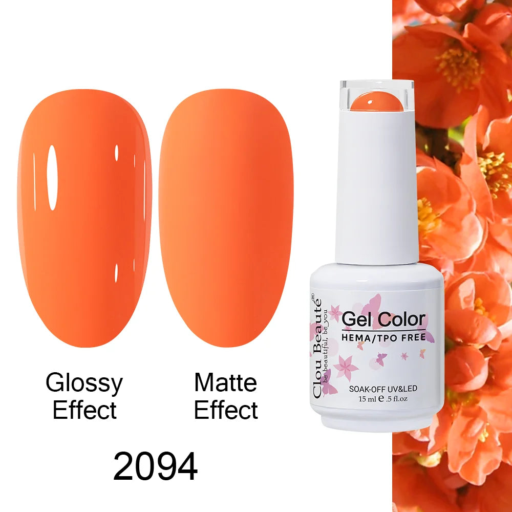 Clou Beaute 15ml HEMA TPO FREE Color Gel Nail Polish Nude Pink Red Green Collection Nail Gel Polish Glitter Soak Off UV LED Gel