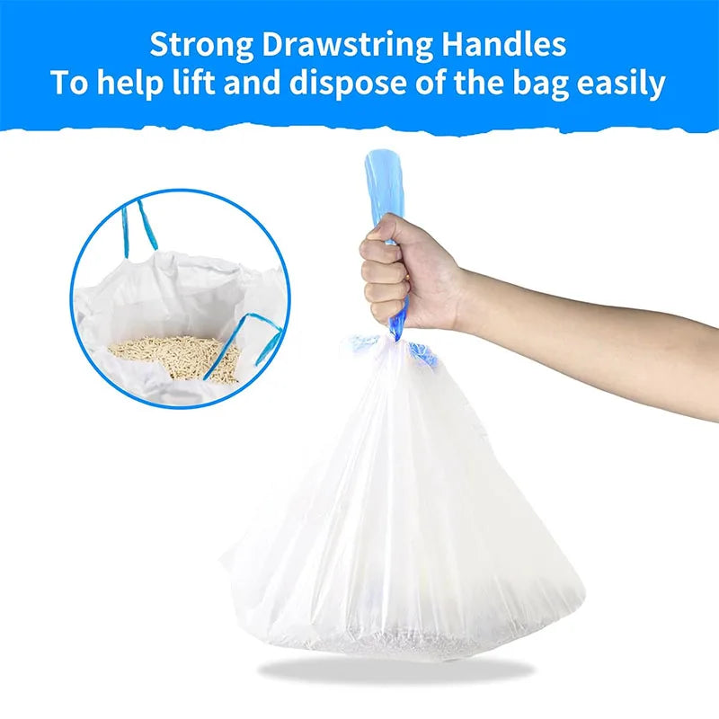 Drawstring Trash Bags with Handles-Thickened Fragrant Disposable Garbage Bags Cat Litter Bag Collect Feces Pet Cleaning Products