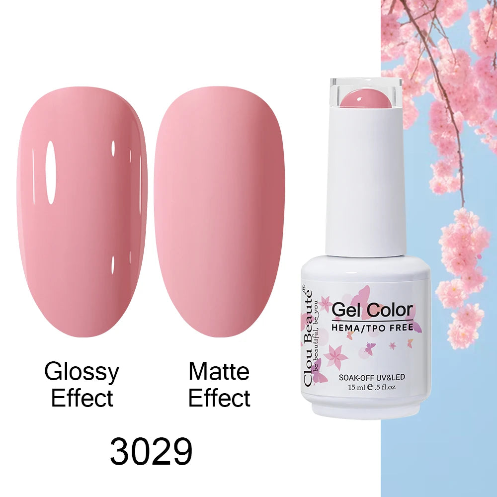 Clou Beaute 15ml HEMA TPO FREE Color Gel Nail Polish Nude Pink Red Green Collection Nail Gel Polish Glitter Soak Off UV LED Gel