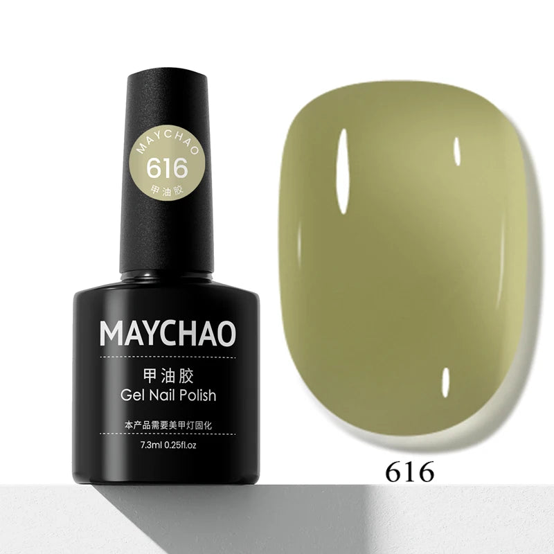 MAYCHAO Transparent Nude Jelly Gel Nail Polish Semi Permanent 7.3ml Top Coat Soak Off UV LED Varnish Nail Art Design Base Gel