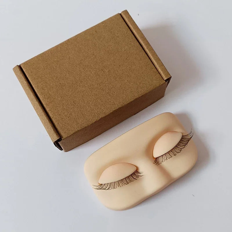 Mini Lash Practice Eyelash Replacement  Training Head Flat Model With Removable  Eyelids With False Eyelashes Head Extension