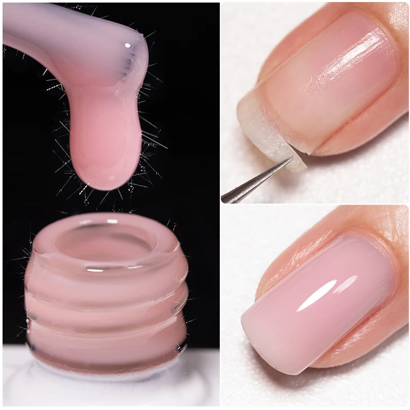 15ML Milky White Jelly Nude Pink Fiber Base Gel For Nails Repair Strengthen Extension Construction Soak Off UV Nail Art Varnish