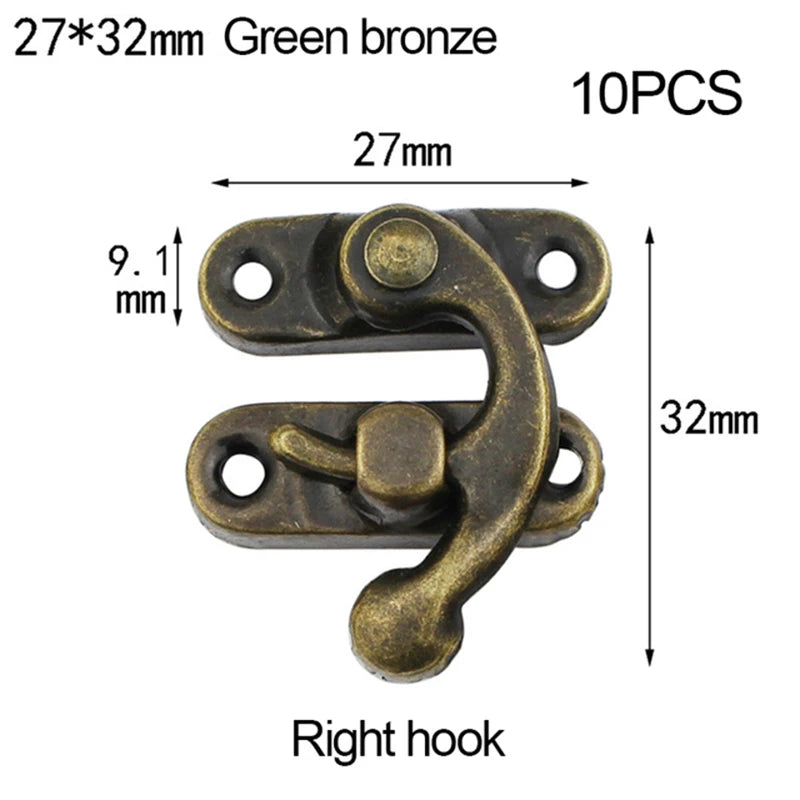 10PCS/bag Vintage Metal Hardware Furniture Wooden Box Leather Bag Hardware Decorative Latch Clasps Lock Padlock Hasp With Screws