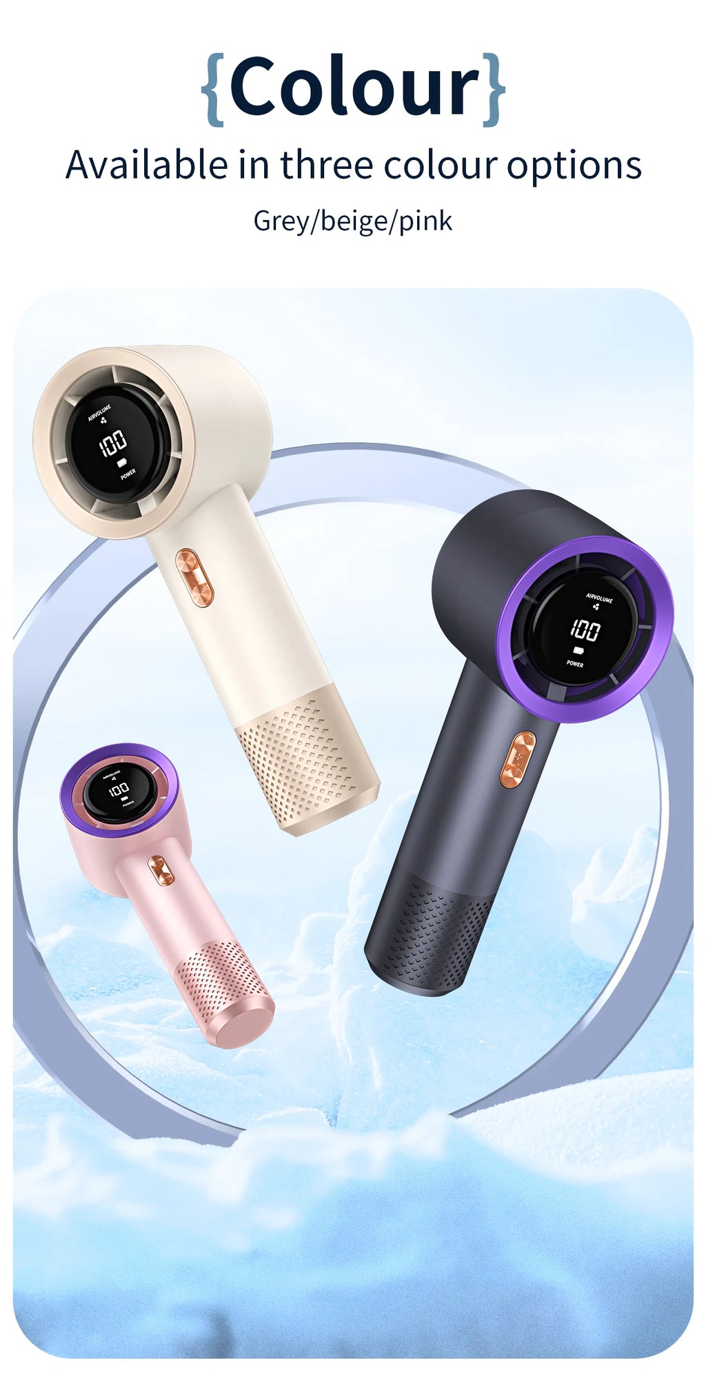Handheld high-speed fan mini portable air conditioner with six fans and 199 levels of infinite adjustment