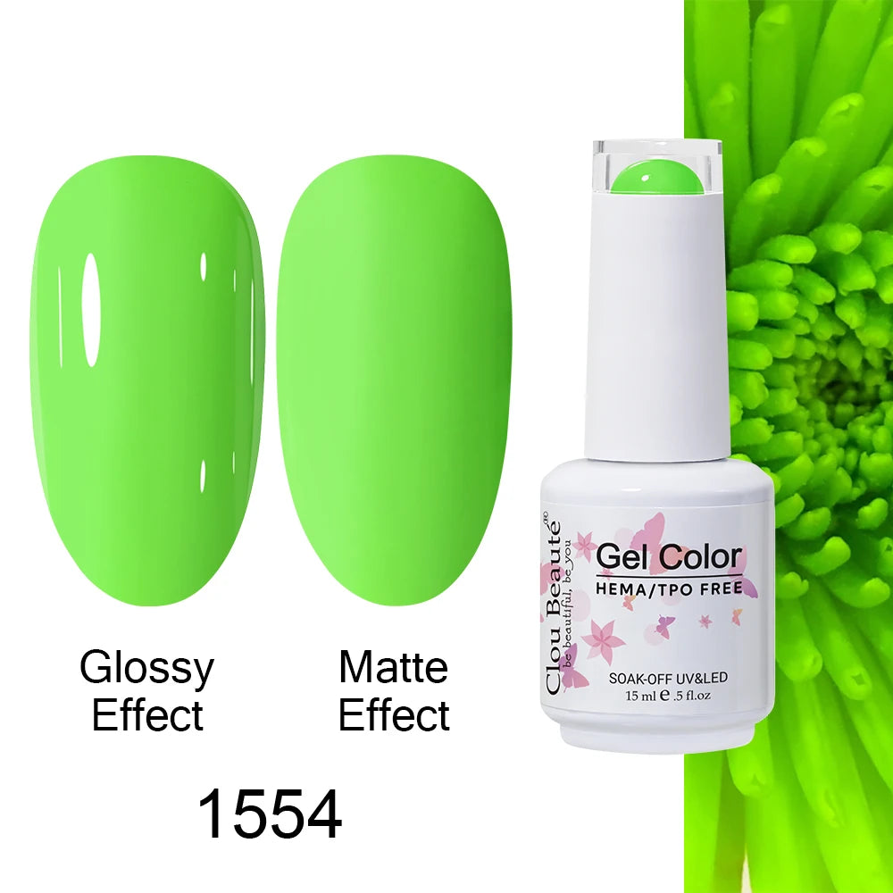 Clou Beaute 15ml HEMA TPO FREE Color Gel Nail Polish Nude Pink Red Green Collection Nail Gel Polish Glitter Soak Off UV LED Gel