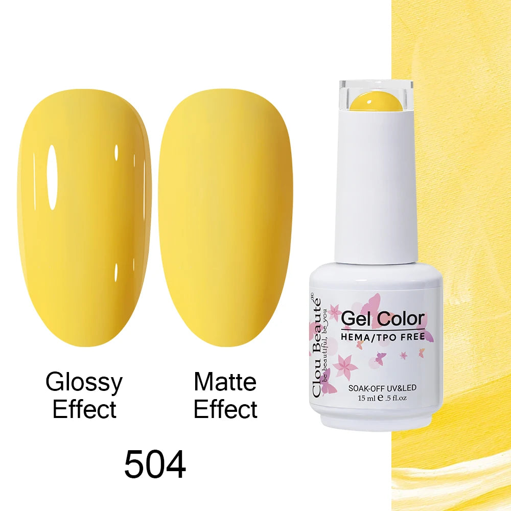 Clou Beaute 15ml HEMA TPO FREE Color Gel Nail Polish Nude Pink Red Green Collection Nail Gel Polish Glitter Soak Off UV LED Gel