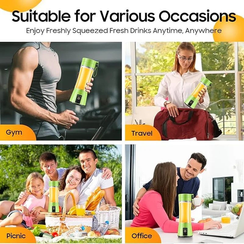 Portable Blender Electric Juicer Stainless Steel Blade 380ml Mini Juice Cup Smoothie Juice Blender Suitable for Commuting