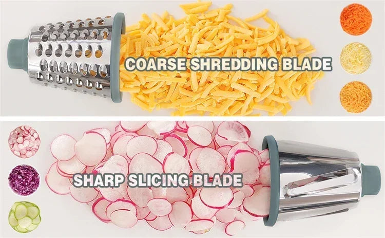 2025 3-in-1 Rotary Cheese Grater Multifunctional Manual Veg Slicer Nut Grinder Kitchen Essential Tool