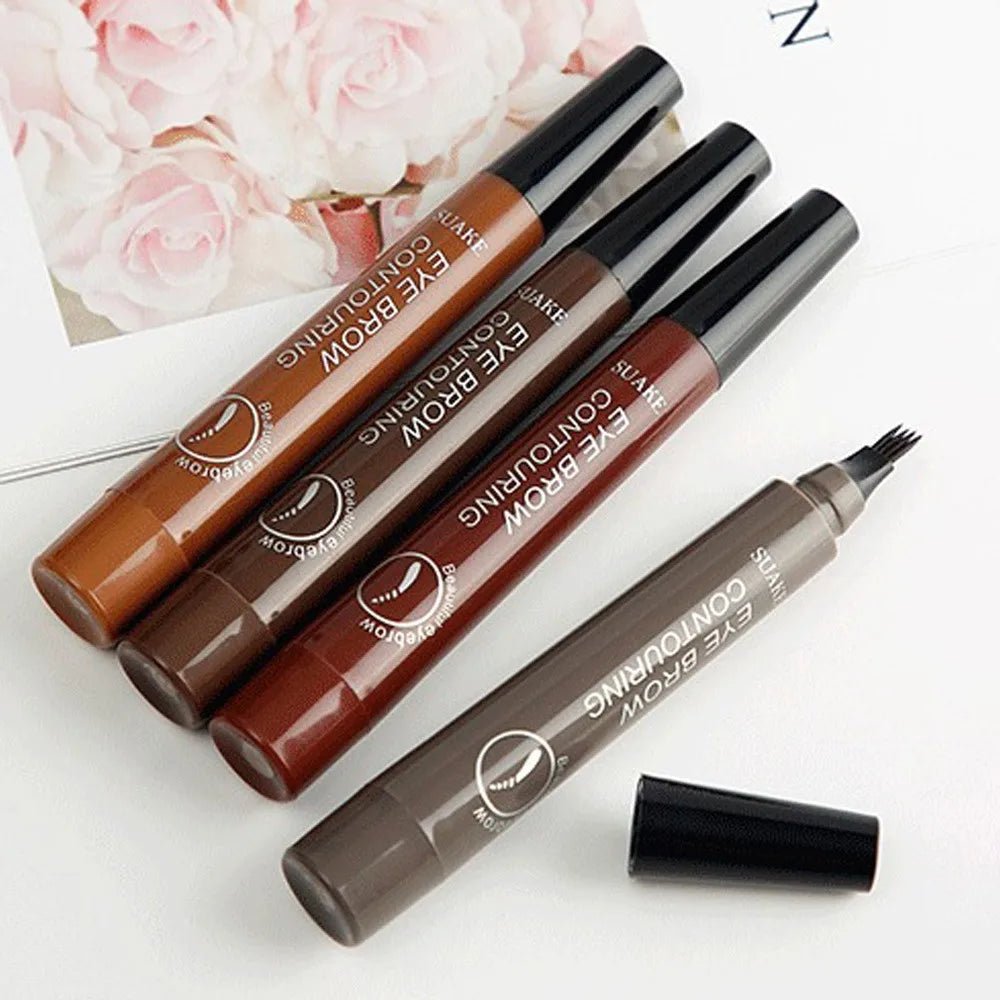 4 Point Head Eyebrow Pencil Long Lasting Waterproof Sweat Proof High Pigmented Eyebrow Tattoo Pen Easy Apply Liquid Brow Makeup