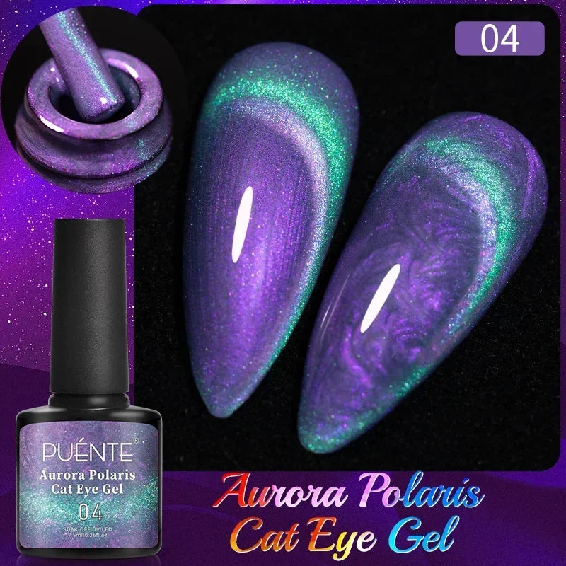 PUENTE 7.5ML Wine Red Cat Magnetic Gel Nail Polish Super Shiny Ruby Red Cat Eye Gel Soak Off UV Semi-Permanent Nail Art Varnish