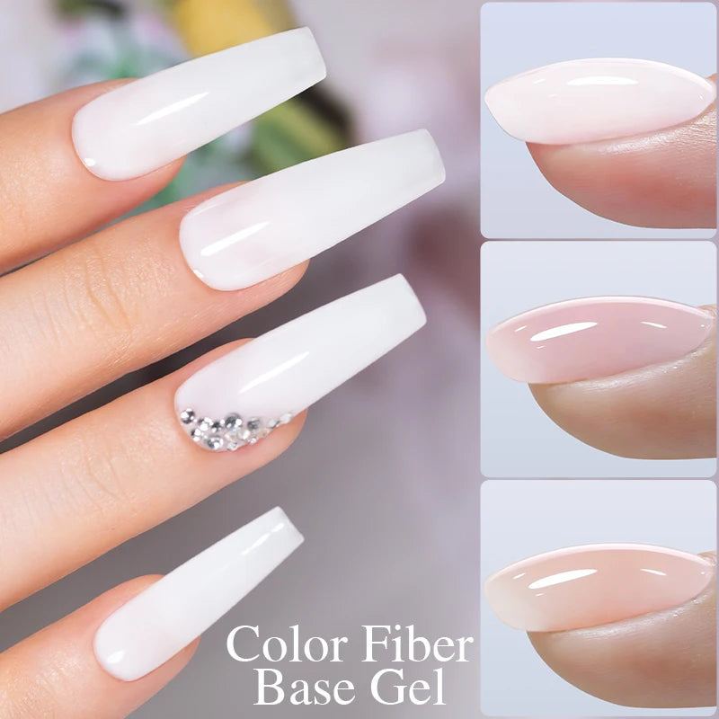15ML Milky White Jelly Nude Pink Fiber Base Gel For Nails Repair Strengthen Extension Construction Soak Off UV Nail Art Varnish
