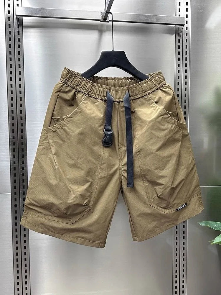 2026 Men's Large Pocket Waistband Work Shorts Summer Thin New Loose Straight Half Middle Pants