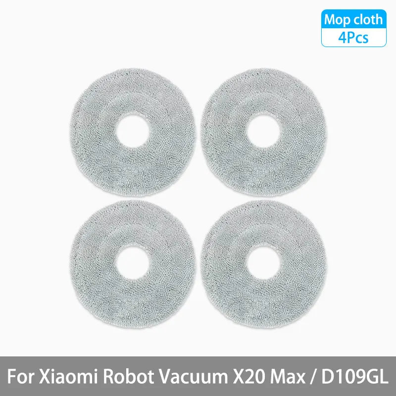 For Xiaomi Robot Vacuum X20 Max / D109GL Parts Accessories Main Brush Side Brush Hepa Filter Mop Cloth Dust Bag Replacement