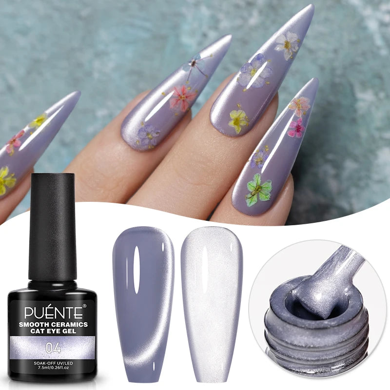 PUENTE 7.5ML Wine Red Cat Magnetic Gel Nail Polish Super Shiny Ruby Red Cat Eye Gel Soak Off UV Semi-Permanent Nail Art Varnish