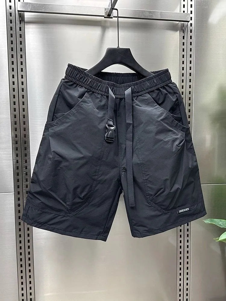 2026 Men's Large Pocket Waistband Work Shorts Summer Thin New Loose Straight Half Middle Pants