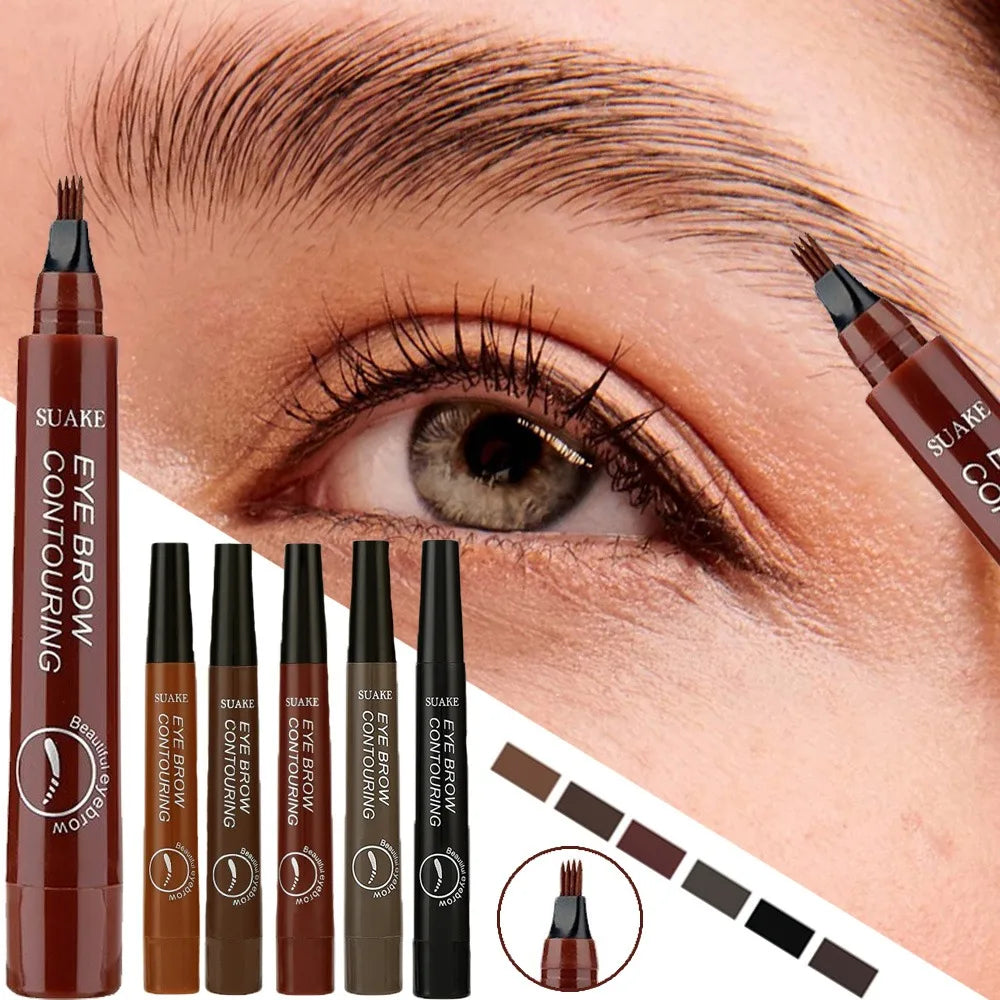 4 Point Head Eyebrow Pencil Long Lasting Waterproof Sweat Proof High Pigmented Eyebrow Tattoo Pen Easy Apply Liquid Brow Makeup