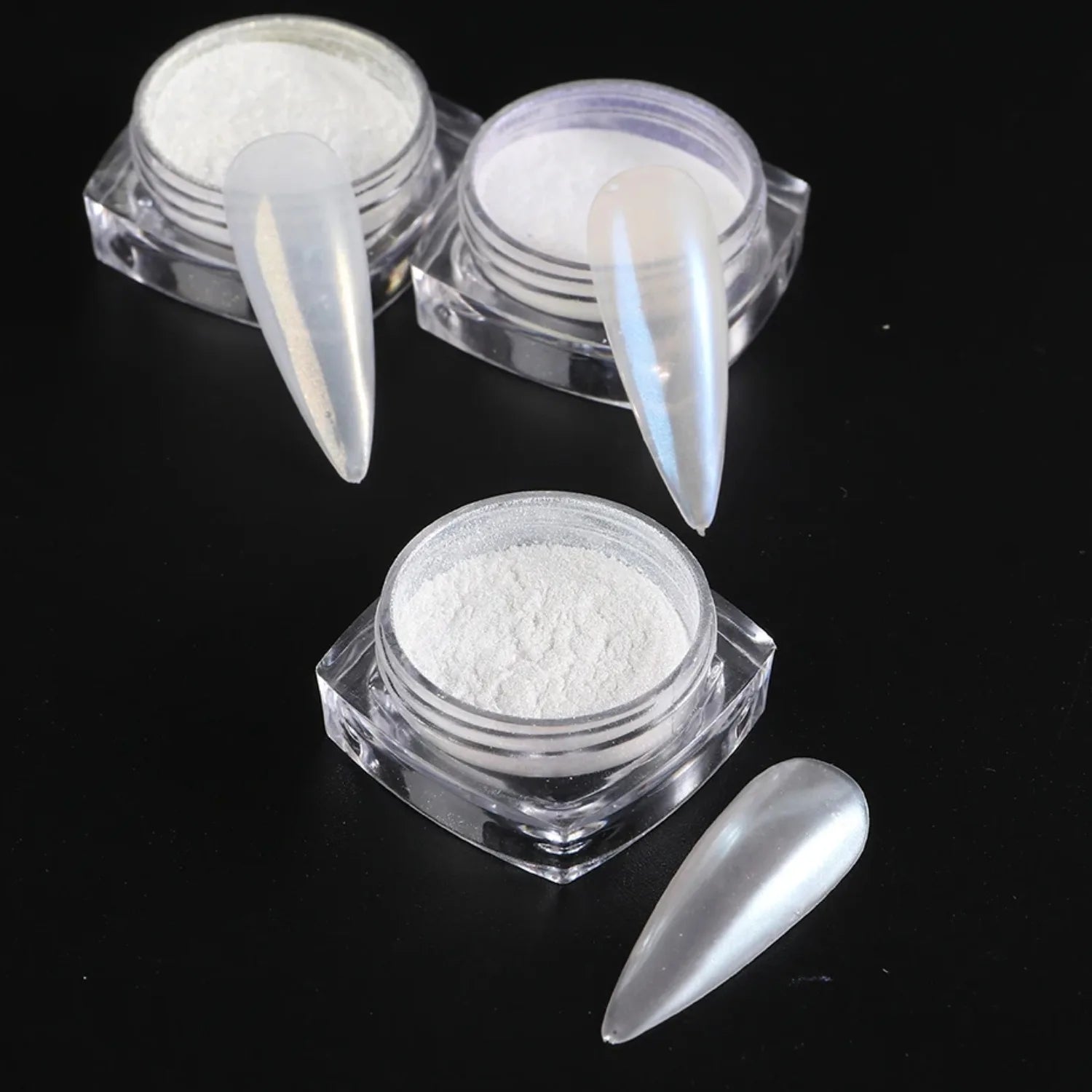 Pearl White Rubbing on Nail Art Glitter Dust Chrome Aurora Yellow Purple Manicure Decorations Mirror Mermaid Nail Powder Pigment
