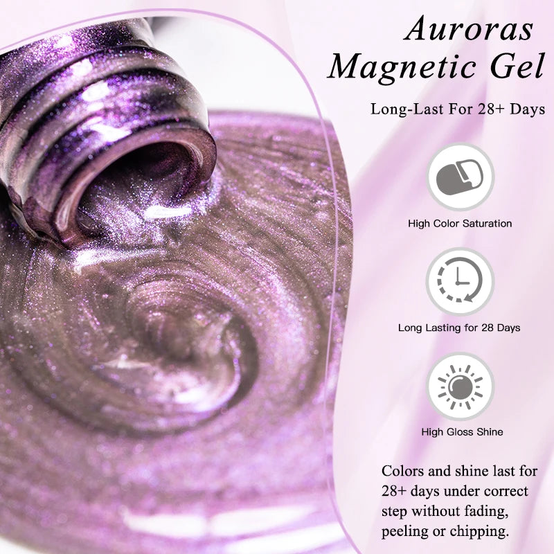 Auroras Glitter Cat Magnetic Gel Nail Polish Shimmer Glass Bead Effect Magnetic Gel Soak Off UV LED Painting Vanrish Manicure