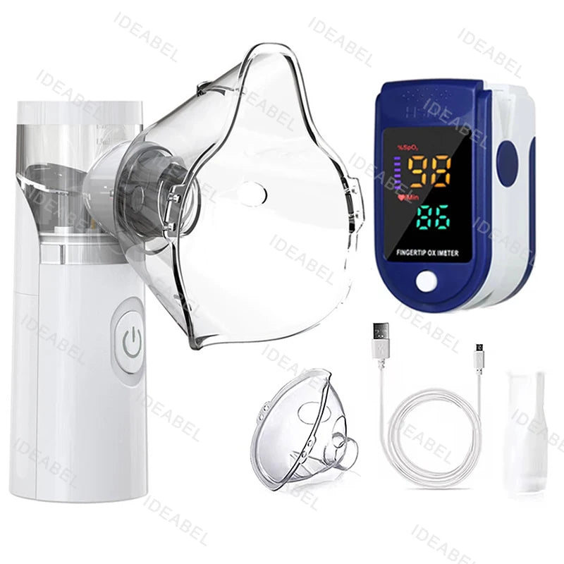 Atomizer Health Care Products Fingertip Pulse Blood Oxygen Portable Nebulizer Mesh Nebulizer Handheld Medical Asthma Inhaler