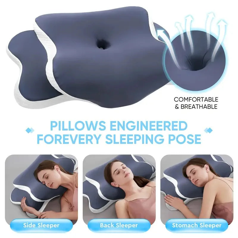 Memory Foam Cervical Pillow for Neck Pain Relief Ergonomic Orthopedic Neck Support Side Back Stomach Sleepers Ideal Gift
