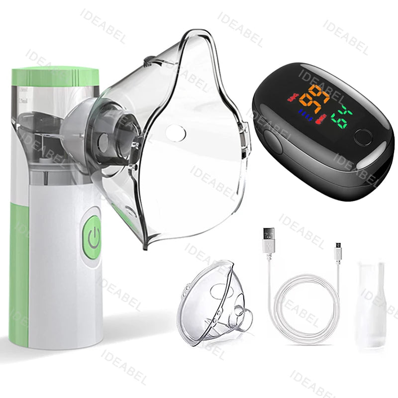 Atomizer Health Care Products Fingertip Pulse Blood Oxygen Portable Nebulizer Mesh Nebulizer Handheld Medical Asthma Inhaler